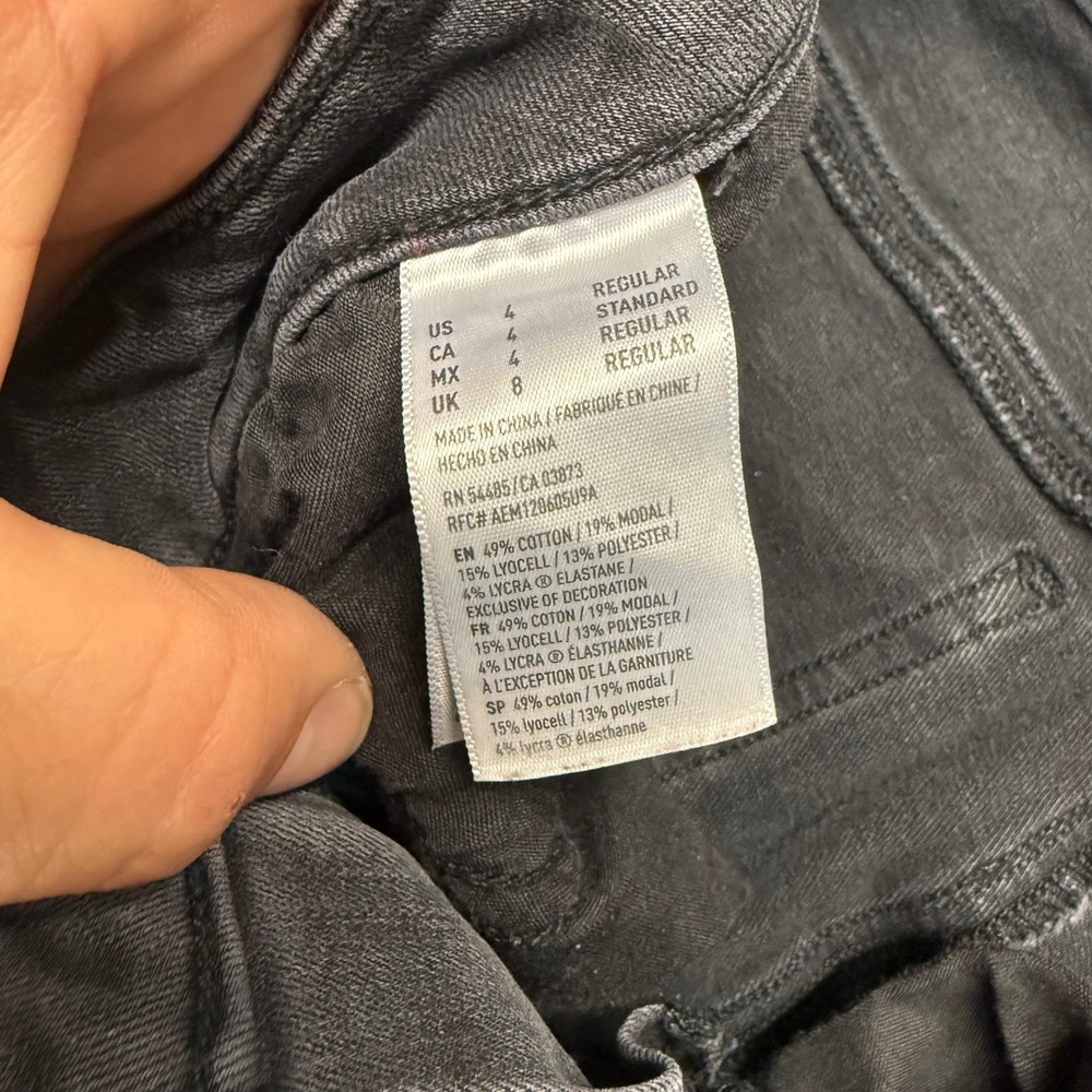 American Eagle Super Stretch‎ X Skinny Jeans Gray Distressed Frayed Hem Size 4 - Picture 8 of 12